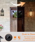 Dope Outdoor Wall Lantern 120V With Dusk To Dawn Photocell showcasing automatic light sensor on exterior stone wall
