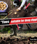5 Tine Pitch Fork Heavy Duty Manure Fork With Long Fiberglass Handle 58 Inch used for digging potatoes in garden