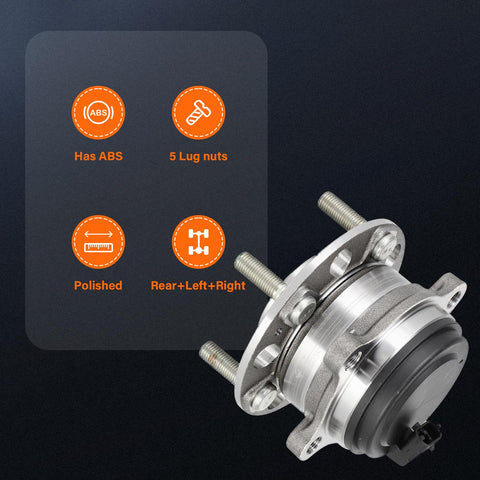 Premium Wheel Bearing And Hub Assembly For Kia Sorento 2016 2020 FWD Rear Left And Right Drop-In Replacement with ABS, 5-lug