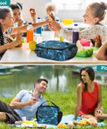 Glowing Blue Lightning Bolts Insulated Lunch Bag For Kids And Adults With Dope Shoulder Straps For Office Travel School Keeps Food Fresh Spacious Main Compartment And Two Side Pockets Durable Polyester Cooler Tote, blue insulated lunch bag at school picnic