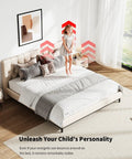 Heavy Duty Queen Bed Frame Sag Saver Center Support Cross Bars Steel Reinforcement Kit in a room with child jumping on bed.