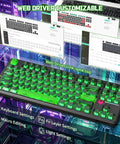TKL Wireless Mechanical Gaming Keyboard Black Built Different With Massive 10000Mah Battery showing customizable settings on screen.