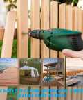 Person using drill to install 304 Stainless Steel Wood Screws 1 5 Eighth Inch Flat Head Torx T20 Drive Pro Grade Small Deck And Fence Screws 350 Pack Corrosion Resistant Rust Proof Outdoor Woodworking Includes Driver Bit on fence