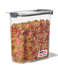 Clear 32oz Cereal Storage Container With Airtight Seal, Shatterproof Tritan, BPA Free And Dishwasher Safe, filled with cereal