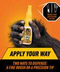 All Purpose Clear Super Glue With Brush And Precision Nozzle Fast Acting Bond For Glass Plastic Wood Metal Ceramic Rubber And Leather 12 Gram Pack held by gorilla hand