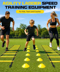 Two Pack 20ft Agility Ladder Set For Parallel Footwork Drills, 40ft Total Speed Ladders With 12 Cones, 8 Stakes, outdoor use