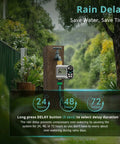 Zero Pressure Water Timer For Garden Hose Faucet With Brass Ports, Programmable Sprinkler Controller Displaying Rain Delay