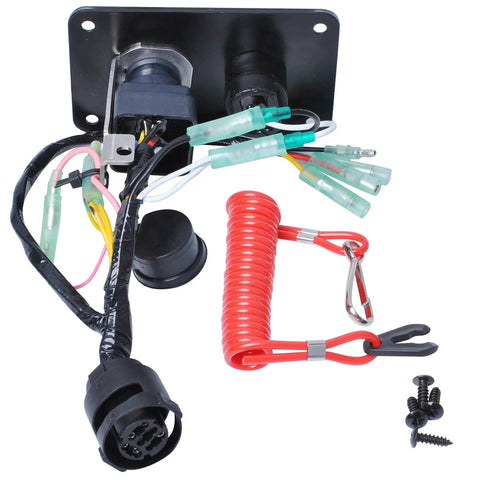 Plug-And-Play 12V Boat Key Switch Panel For Outboard Motors, No-Fuss Direct Replacement Ignition Switch, 10-Pin Harness, Universal Marine Control Box For Yacht And Boat Use, Compatible With 704-82570-08-00 Series