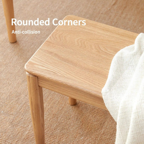 Rock Solid Fraxinus Manchurian Ash Wood Bench With Thickened Apron And Smooth Rounded Edges For Entryway Foyer Or Dining Room And Badass Heavy Duty Hallway Stool Built Tough For Everyday Chill. Close-up of rounded edges.