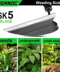 Wide Blade Garden Hoe With 9.6 Inch Wood Handle And 4.9 Inch Japanese High Carbon Steel Blade, Ultra Sharp Weeding Sickle shown