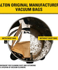 Comparison of 4-gallon wet dry vacuum with and without Three Pack AT25 1238 Dust Bags For 4 Gallon Wet Dry Vacuums OEM Grade