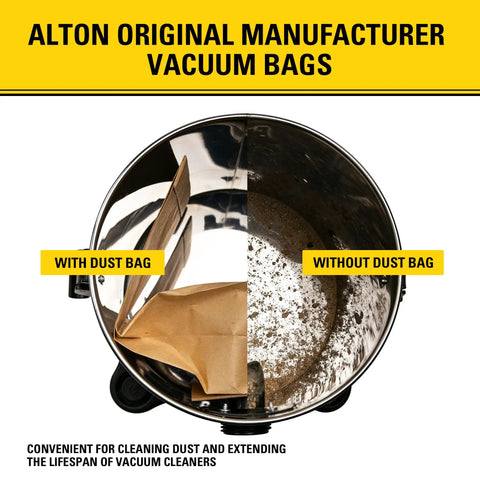 Comparison of 4-gallon wet dry vacuum with and without Three Pack AT25 1238 Dust Bags For 4 Gallon Wet Dry Vacuums OEM Grade