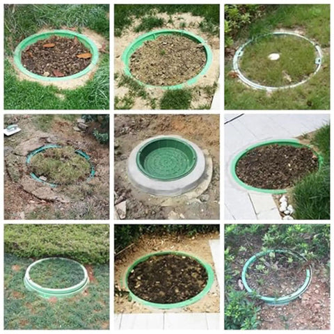 Installed 20 Inch Lawn Manhole Cover Set 4 Piece Resin Concealed Inspection Covers For Parks Gardens And Residential Areas Durable Outdoor Drainage Solution Ideal For Lawn And Gardens Installations