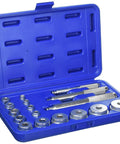 Open case showing Pro Grade Bearing Race And Seal Driver Kit 17 Piece Set Aluminum Construction With Carry Case For Easy Auto Shop Worthy Safe