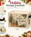 Kick Clutter To The Curb With This Foldable Christmas Tree Storage Bin That Squashes Flat, natural linen, 10.6 x 14.2 in, Merry Christmas design.