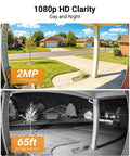 Kick Up Your Yard Watch With This Rock Solid 1080P Pan Tilt Wired Security Camera showing day and night 2MP clarity and 65ft IR vision.