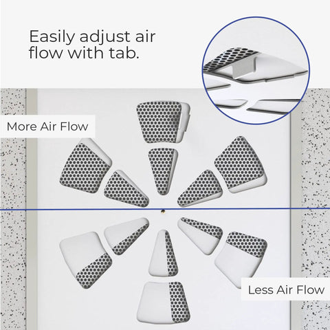Square 24x24 Office Vent Cover 4 Pack, Adjustable Ceiling Air Deflector For 24x24 Vents, airflow adjustment demonstration