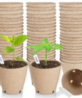 65 Pack Organic Peat Pots For Seed Starting, 3.15 Inch Round Nursery Pots With Drainage Holes, Plant Labels Shown