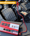 Tailgate Beast 1000W Peak Power Inverter Converts 12V DC To 110V AC With 3 Wall Outlets And 4 Quick Charge Usb Ports For Road Warriors And Weekend Campout Sessions, battery clip connection in car engine.