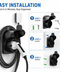 Installation guide for Tough As Nails Heavy Duty Nylon EV Charger Holder Wall Mount for outdoor use with SAE J1772 cord.