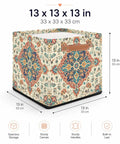 Straight Up 13 Inch Foldable Cube Storage Bin With Heavy Duty Handles For Closet Organization And Nursery Supplies Waterproof Flower Pattern Basket side view with colorful floral design