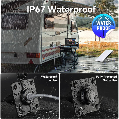 Waterproof DC Pass Through Kit For Starlink Mini Aluminum Bulkhead Connector used in rainy camper setup
