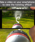 View of Six-Pattern 18-Inch Turbo Watering Wand With Jet Mist Soaker Flat And Shower Sprays creating a twisting water effect.
