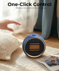 Portable Electric Space Heater With 2S Fast Heating And PTC Ceramic, ultra quiet plug-in heater on a cozy carpet in a bedroom.