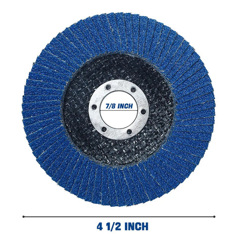 28 Pack 4 And A Half Inch Flap Discs Type 27 For Angle Grinder Zirconia High Density 40 60 80 120 Grits Seven Eighths Inch Arbor