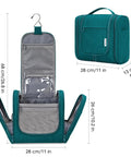 Large Hanging Toiletry Bag For Women And Men, Grab And Go Travel Makeup Organizer With Dry Wet Separation, 11 by 10.2 by 5 inches, teal