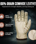 12 Pair Large Leather Work Gloves Tough-As-Nails Heavy Duty For Industrial And Residential Jobs With Split Cowhide Keystone Thumb