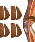 Fur Arrow Rest For Recurve Bow Stick On Adhesive Shelf Rest, Moon Shape Design, 4 Pairs Brown shown with wooden bow
