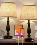 Cool Set Of 2 Table Lamps With USB Ports, Dimmable Touch Control, Linen Fabric Lampshades, Modern Compact Bedside Lamps
