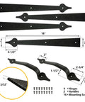 Steel Garage Door Decorative Hinges, Handles And Accents Hardware Kit With Screw Mount In Black Powder Coat, Rust Resistant