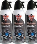 Three 10oz cans of Compressed Gas Cleaning Duster 152a 10 Oz Can 3 Count With Bitterant For Inhalant Abuse Deterrence Heavy Dust Busting Power For Desktops Workstations And Equipment