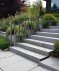 Rock Solid U Shaped Staircase Handrail Built Tough Floor Mounted Wrought Iron Railing With Dead Grip Durable Finish For Indoor Outdoor Steps Porch Loft Hallway Entryway, sleek modern design on outdoor steps.