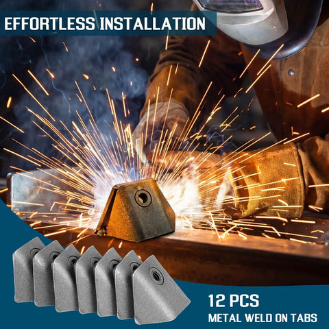 Beefy Weld On Tabs Kit With 12 Pcs 1/4 Turn Fasteners And 1/4-20 Thread, Gauge Steel Mount Plates, 1/8 Inch Thick For Heavy Duty Reinforcement In Metal Processing And Fabrication Projects. welding metal weld-on tabs, 12 pcs
