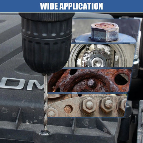 Close-up of drill and nuts showing 25 Piece Broken Bolt Extractor Set With Drill Bit Guides For Quick No Fuss Easy Out Removal