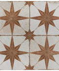 Kings Star Oxide Ceramic Tile Seventeen And Five Eighths Inch Square For Floor And Wall, Glazed Textured Low Sheen, with star pattern.