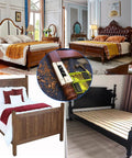 Heavy Duty Bed Frame Brackets Set Of Two With Screws Built Dang Strong Double Hook Headboard Connectors For Wooden Beds showing various bed styles and a connection detail.