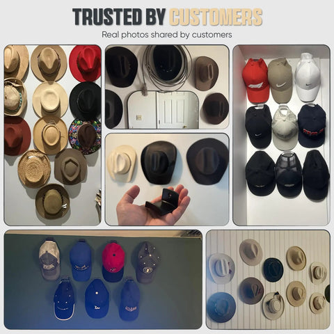 Heavy Duty Adhesive Hat Hooks For Wall Six Pack Super Slick Design Cowboy Hat Rack And Wide Brim Hat Organizer Solid Grip No Drill Hangers To Keep Your Room Looking Fresh