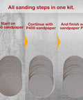 All In One Sandpaper Kit With P150 P400 P800 And Rubber Block For Finishing Wood Metal Glass Plastic And Automotive Surfaces Dry Or Wet Sanding Plus 30 Sheets