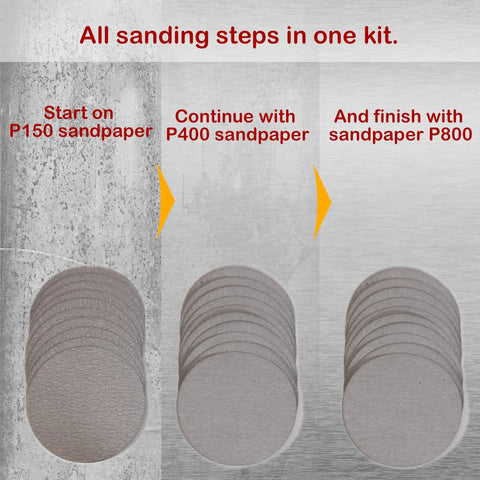All In One Sandpaper Kit With P150 P400 P800 And Rubber Block For Finishing Wood Metal Glass Plastic And Automotive Surfaces Dry Or Wet Sanding Plus 30 Sheets