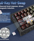 60 Percent Wired Mechanical Gaming Keyboard With Magnetic Switches 8000Hz Polling Rate showing Miaomiao switch and hot-swap sockets.