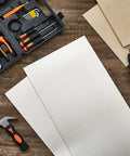 2 Pack 5052 Aluminum Sheet Metal 12 By 24 Inch Plate One Eighth Inch Thick Rectangle Panels For DIY Crafts with tools nearby