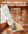 Red Oak All In One Wood Stain And Sealer With Integrated Dripless Brush showing a brush and can in a wooden interior.
