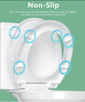Soft Close Round Toilet Seat Set Two Pack 16.5 Inch White PP Material Safe Easy Clean No Slam Quick Install Never Loosen Ergonomic Comfort For Round Front Toilets Aünsffer with non-slip pads