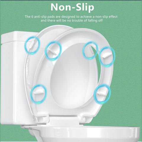Soft Close Round Toilet Seat Set Two Pack 16.5 Inch White PP Material Safe Easy Clean No Slam Quick Install Never Loosen Ergonomic Comfort For Round Front Toilets Aünsffer with non-slip pads
