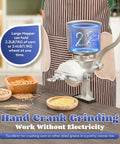 Cast Iron Manual Grain Mill Hand Grinder With Large Hopper for corn, barley, wheat, coffee, chickpeas, and home brewing.