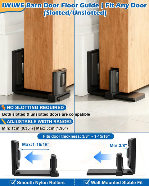 Sliding Barn Door Floor Guide With Wall Mount For Space Saving Performance Adjustable U Shape Flush Design Quiet Nylon Rollers